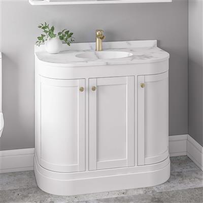 Hardwick 90CM 3 Door Single Bowl Basin Vanity Unit - Matt White