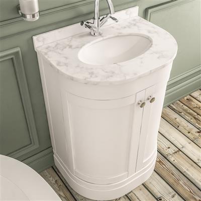 Hardwick Traditional 60cm x 44cm 1 Tap Hole Quartz Basin - White