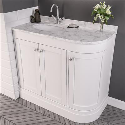 Hardwick 90cm x 44cm Left Hand (LH) 1 Tap Hole Quartz Corner Basin - White