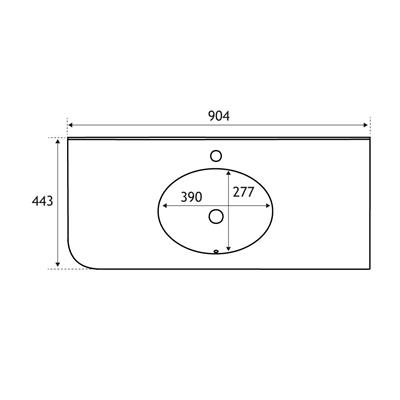 Hardwick 90cm x 44cm Right Hand (RH) 1 Tap Hole Quartz Corner Basin - White