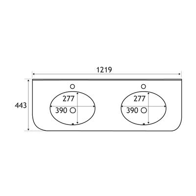 Hardwick 120cm x 44cm 2 Tap Hole Polymarble Double Bowl Basin - White