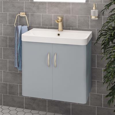 Cavone II 70CM 2 Door Wall Hung Basin Vanity Unit - Grey