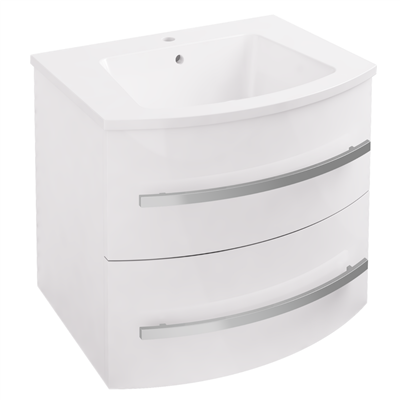 Centa Curved, 2 Drawer Wall Hung Unit - High Gloss White