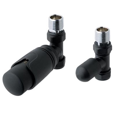 15mm Straight TRV and Lockshield Valve Matt Black