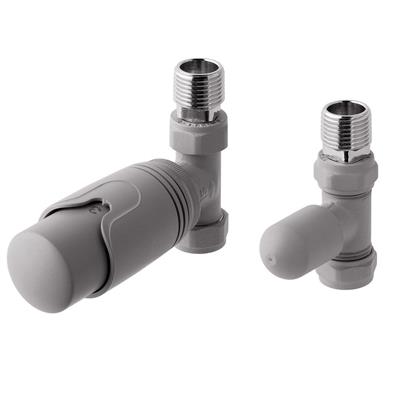 15mm Straight TRV and Lockshield Valve Matt Grey