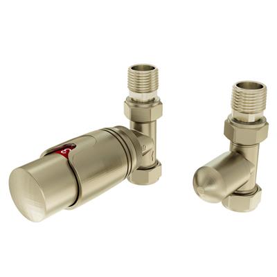 15mm Straight TRV and Lockshield Valve Brushed Brass