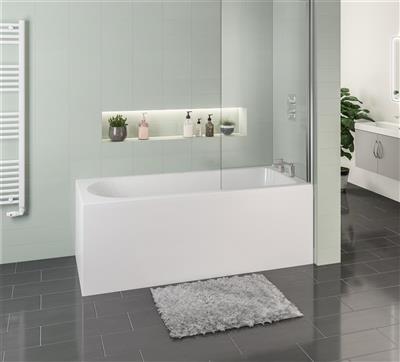 Biscay 1800 x 800 x 440mm Right Hand (RH) Straight 5mm Shower Bath - White