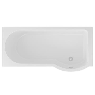 Portland 1600 x 850 x 440mm Right Hand (RH) P-Shaped 5mm Shower Bath - White