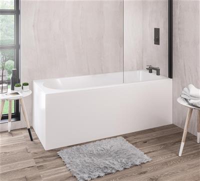 Biscay 1700 x 750 x 440mm Right Hand (RH) Straight Beauforte Shower Bath - White