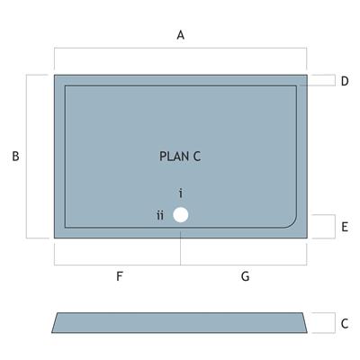 Vantage Plan C 1400mm x 700mm Rectangular Shower Tray - White