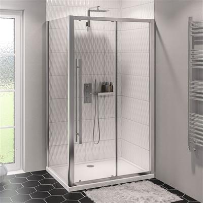 Vantage 2000 Easy Clean 2000mm x 1700mm Slider Shower Door - Chrome