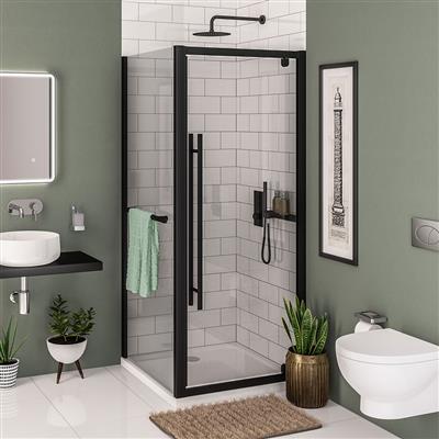 Vantage 2000 6mm Easy Clean 2000mm x 800mm Pivot Shower Door - Matt Black