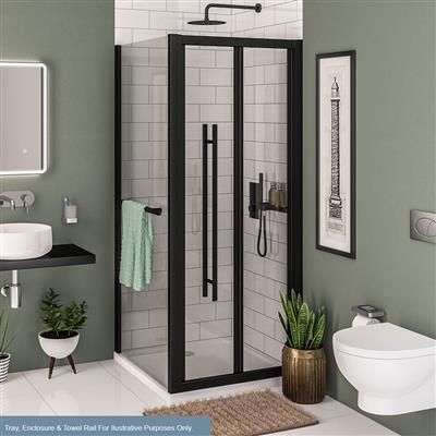 Vantage 2000 6mm Easy Clean 2000mm x 700mm Bi-Fold Shower Door - Matt Black