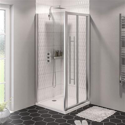 Vantage 2000 6mm Easy Clean 2000mm x 800mm Bi-Fold Shower Door - Chrome