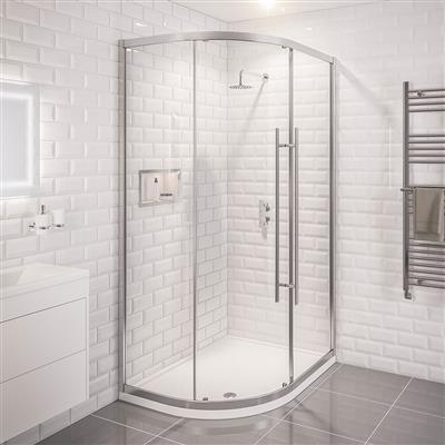 Vantage 2000 6mm Easy Clean 1400x800mm Offset Quadrant Shower Enclosure - Chrome