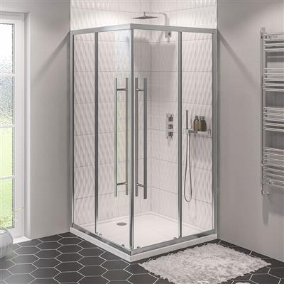 Vantage 2000 6mm Easy Clean 900mm x 700mm Offset Corner Entry Shower Enclosure - Chrome