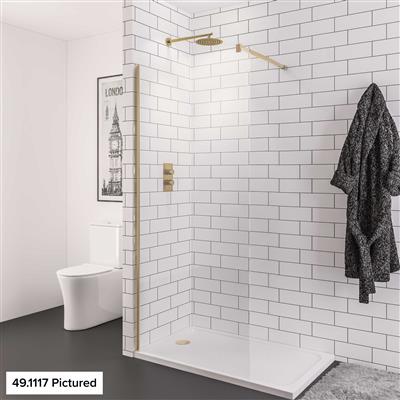 Vantage 2000 8mm Easy Clean 2000mm x 1000mm Walk-In Shower Panel - Brushed Brass