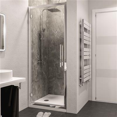 Corniche 2000 8mm Framed 2000mm x 760mm Hinged Shower Door - Chrome