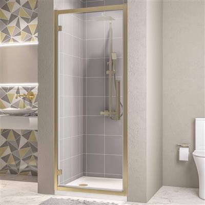 Corniche 2000 8mm Framed 2000mm x 1000mm Hinged Shower Door - Brushed Brass