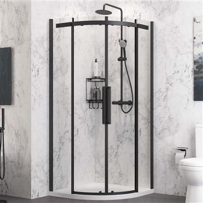 Corniche 2000 800x800mm Quadrant Shower Enclosure - Matt Black