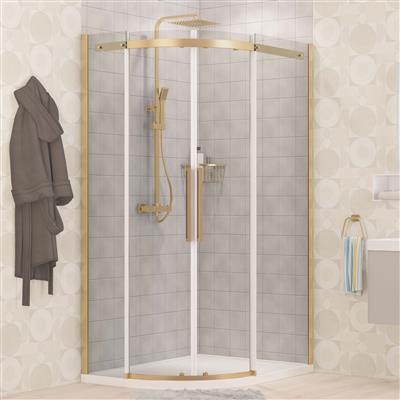 Corniche 2000 1200x800mm Left Hand Offset Quadrant Shower Enclosure - Brushed Brass