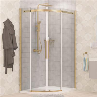 Corniche 2000 1000x900mm Left Hand Offset Quadrant Shower Enclosure - Brushed Brass