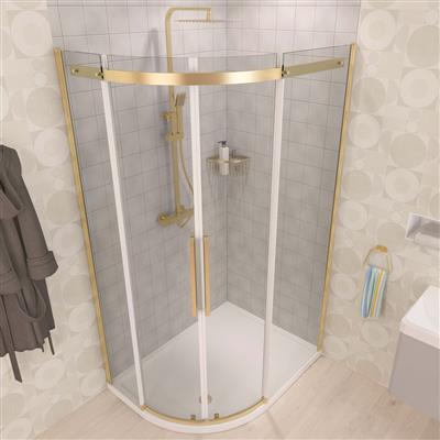 Corniche 2000 1100x800mm Left Hand Offset Quadrant Shower Enclosure - Brushed Brass