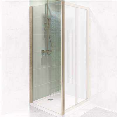 Vantage 2000 6mm Easy Clean 2000mm x 700mm Side Panel with Towel Rail - Brushed Brass