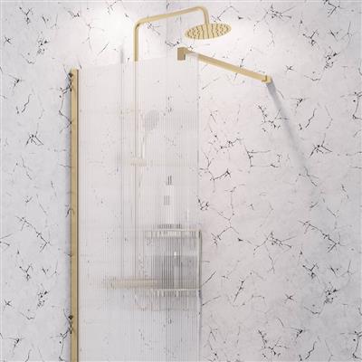 Vantage 2000 8mm Easy Clean 2000mm x 1000mm Walk-In Shower Panel with Fluted Glass - Brushed Brass