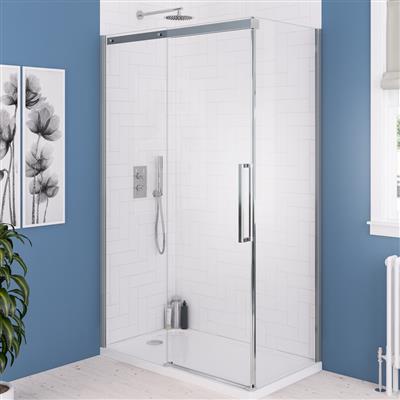 Corniche 2000 8mm Semi-Frameless 2000mm x 1600mm Slider Shower Door - Chrome