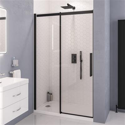 Corniche 2000 8mm Semi-Frameless 2000mm x 1000mm Slider Shower Door - Matt Black