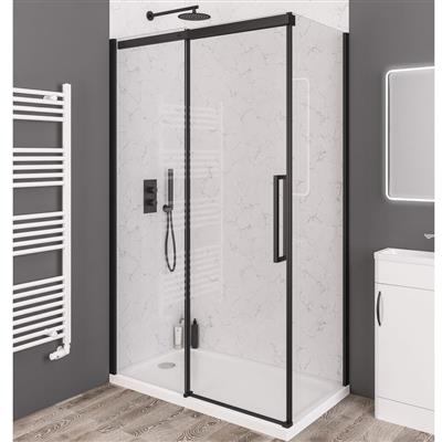 Corniche 2000 8mm Semi-Frameless 2000mm x 1200mm Slider Shower Door - Matt Black