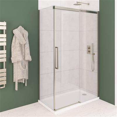 Corniche 2000 8mm Semi-Frameless 2000mm x 1100mm Slider Shower Door - Brushed Brass