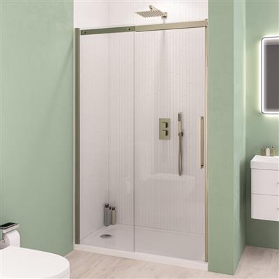 Corniche 2000 8mm Framed 2000mm x 1400mm Slider Shower Door - Brushed Brass