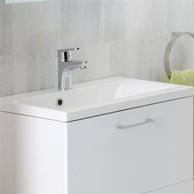 Oslo 58cm x 39cm 1 Tap Hole Cast Marble Basin - White