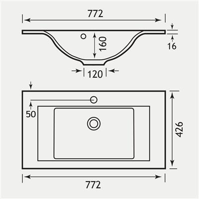 Faro 80cm x 42cm 1 Tap Hole Cast Marble Basin - White