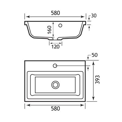 Quantum 58cm x 39cm 1 Tap Hole Cast Marble Basin - White