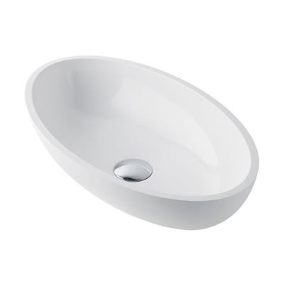 Pricilla 51cm x 30cm Cast Marble Sit On Basin - White