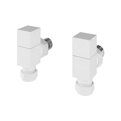 Angled Square Radiator Valves (pair) Matt White