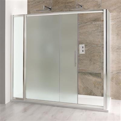 Volente 1850mm x 2000mm Frosted Slider Shower Door - Chrome