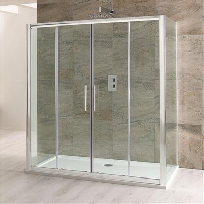 Volente 6mm Easy Clean 1850mm x 1700mm Double Sliding Shower Door - Chrome