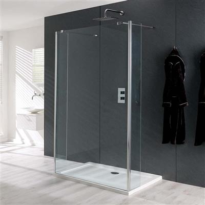 Valliant Type C 8mm 1950mm x 250mm Walk-In End Shower Panel with Corner Profile - Chrome