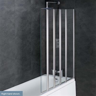 Volente 6mm 1400 x 1250mm Left Hand (LH) Bath Screen with 1 Fixed and 4 Folding Panels - Chrome