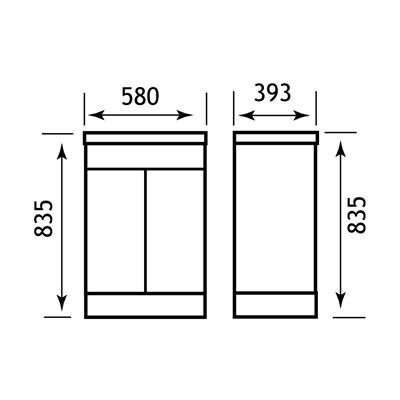 Oslo 58CM 2 Door Basin Vanity Unit - Dark Walnut