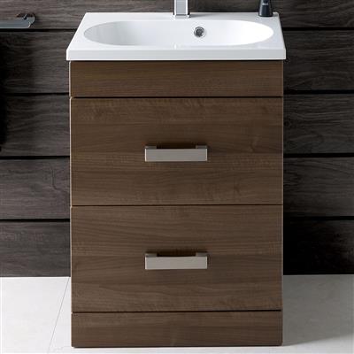 Oslo 58CM 2 Drawer Basin Vanity Unit - Dark Walnut