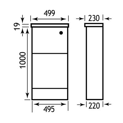 Oslo Tall Cistern 49cm(W) x 220cm(D) WC Unit - Dark Walnut