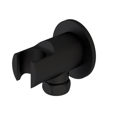 Round Wall Elbow & Shower Handset Holder - Matt Black 