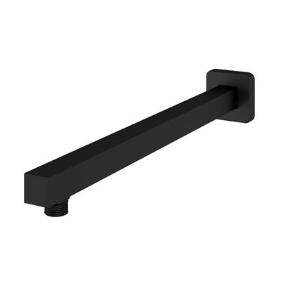 400mm Modern Wall Mounted Square Fixed Over Head Shower Arm - Matt Black