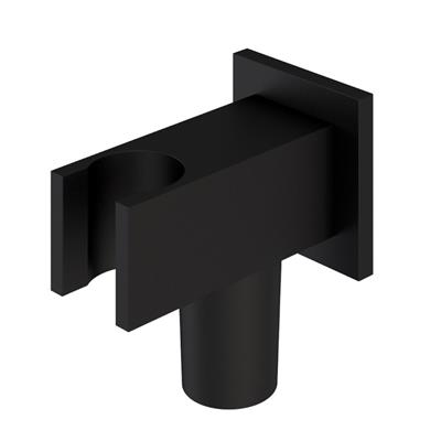 Square Wall Elbow & Shower Handset Holder - Matt Black