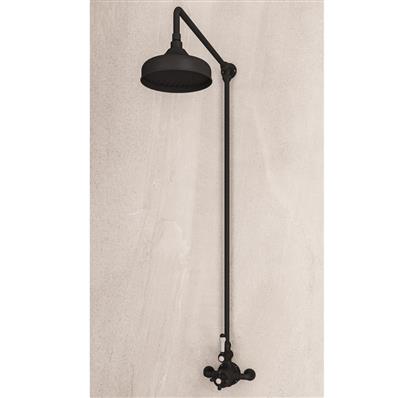 Traditional Thermostatic exposed shower Valve with Rigid 8'' Rose Head - Matt Black